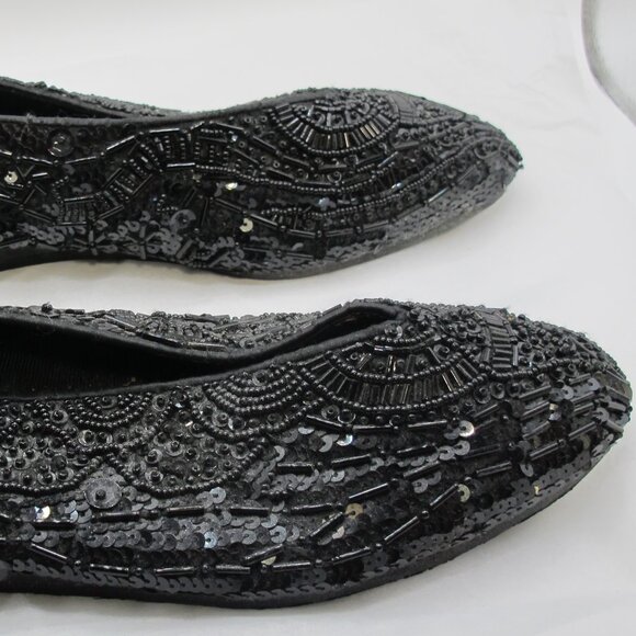 Caparros black sequin and beaded ballet flats - 8.5 - Picture 2 of 8